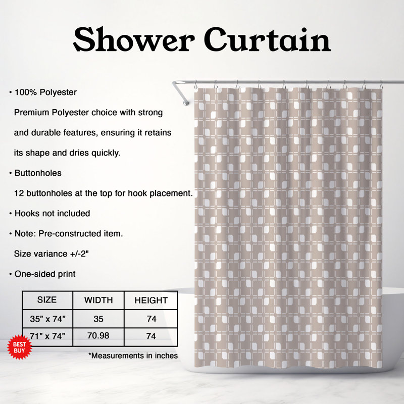Rideau de douche Marine Drift - Premium, H 74 po x l 71 po, Gris