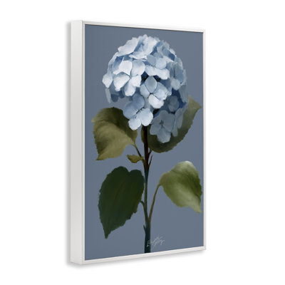 Délicat hortensia bleu, estampe numérique encadrée par Elizabeth Medley