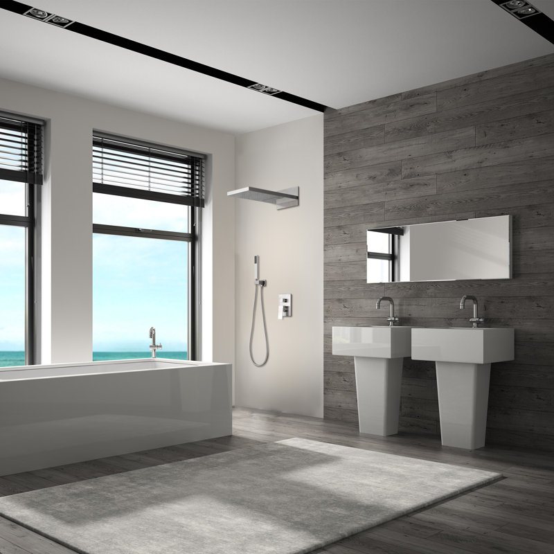 Complete Shower System with Rough in-Valve, Brushed Nickel