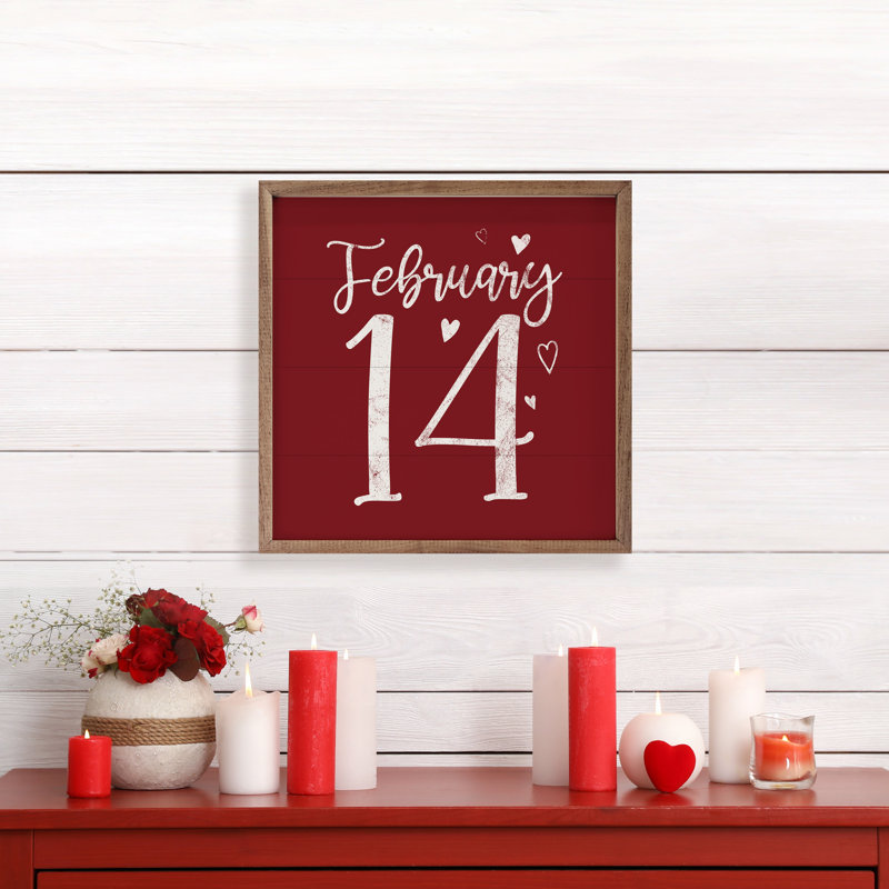 14 fevrier Cœurs - rouge, Rouge / blanc, H 16 po x l 16 po