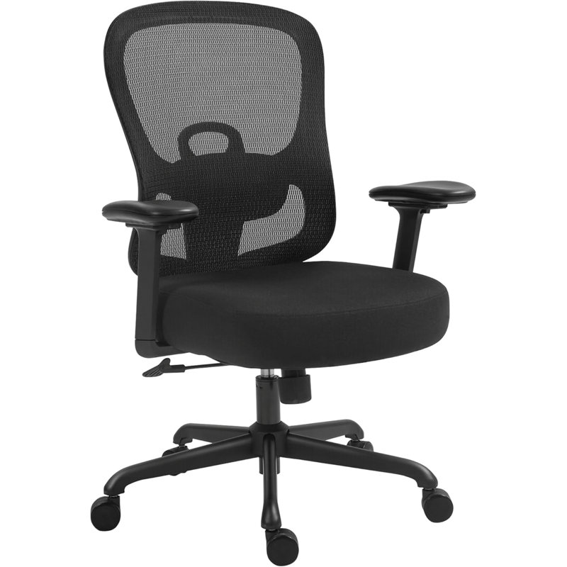 Ergonomic Office Chair - Mesh Back Home Desk Chair With Adjustable Lumbar Support, Built-In Springs Wide Seat, 3-D Big Armrests & Tilt Function (Computer Task Chair)