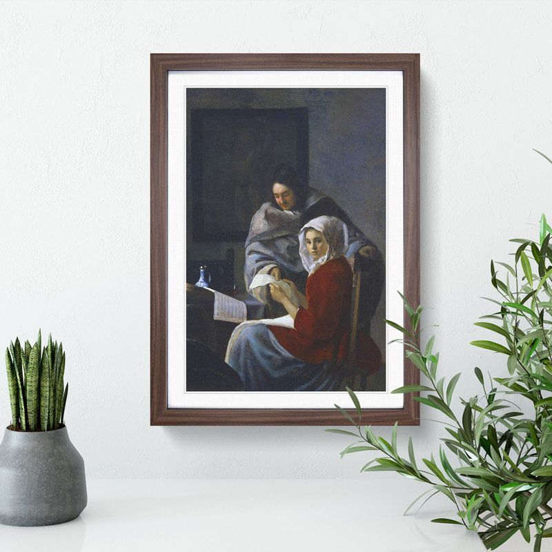 Girl Interrupted at Her Music by Johannes Vermeer - Framed Print, 36cm H x 27cm W x 2cm D, Walnut Framed