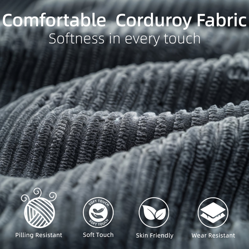 53.2'' Upholstered Convertible Sleeper Sofa, Dark Gray Corduroy