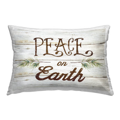 Coussin d'extérieur imprimé Stupell Industries Rustic Peace on Earth par Carol Robinson