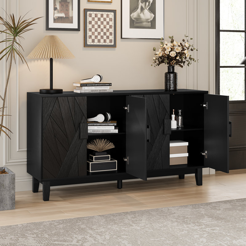 4-Door Storage Cabinet，Storage Side Cabinet Buffet Cabinet
