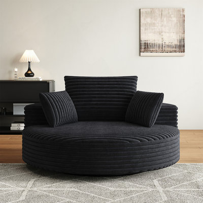 Fauteuil pivotant simple en mousse de velours côtelé de 55 po L, canapé moderne moelleux, fauteuil pivotant à 360 degrés pour le salon, la chambre à coucher, le salon et la salle de projection