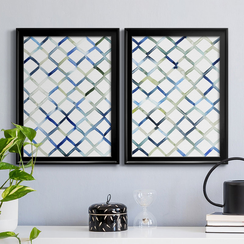 «Sea Lattice I», ensemble de 2 impressions sur toile encadrées, Cadre noir, H 30,5 po x l 22,5 po x P 1,25 po