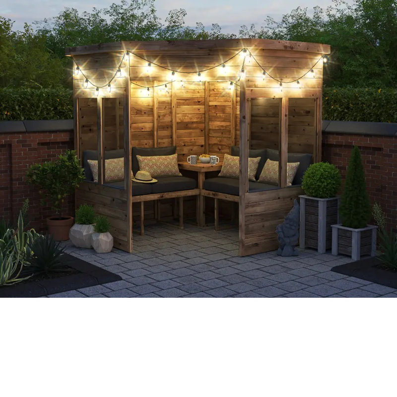 Dunster House Corner Garden Arbour with Glazed Panels, Pressure Treated, Apocallipo, 231cm H x 215cm W x 208cm D