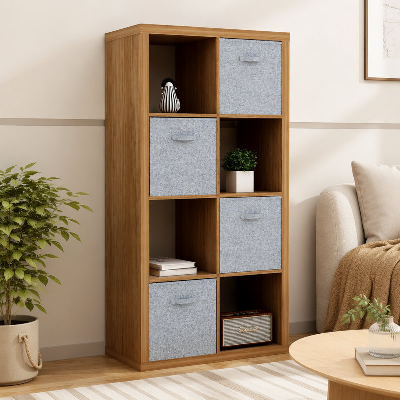 Smart Cube - Rangement de rangement en cube avec tablettes ouvertes à l'arrière, bibliothèque en X, Brown