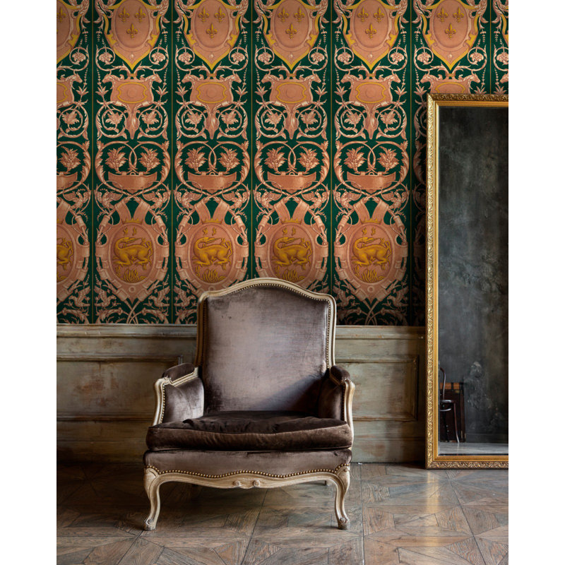 Renascimento Floral Wallpaper Roll, Green/Brown/Yellow