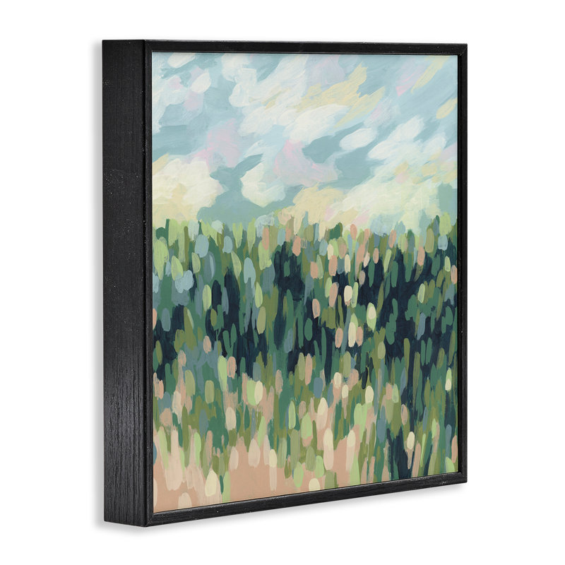 Art abstrait abstrait giclée dans un pré champêtre par June Erica Vess, H 12 po x l 12 po, Giclée encadrée noir minuit