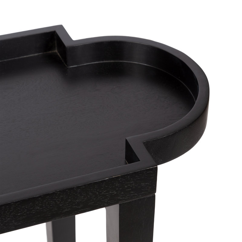 Jovie Scalloped Mango Wood Entryway Console Table, Black