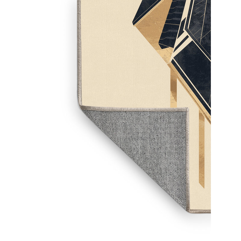 Machine Washable Daleville Interstellar Colony Ship Modern Geometric Rug in Beige – Beige Binding, 8x10