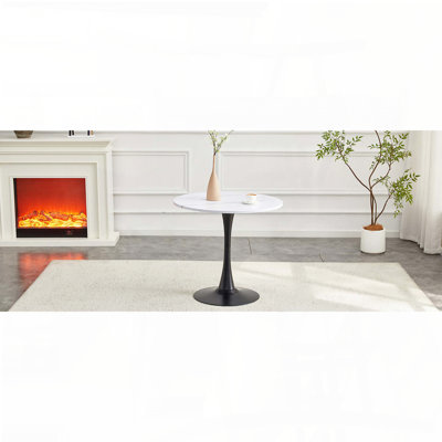 Mid-Century Round Tulip Dining Table - 31.5" White, Metal Pedestal