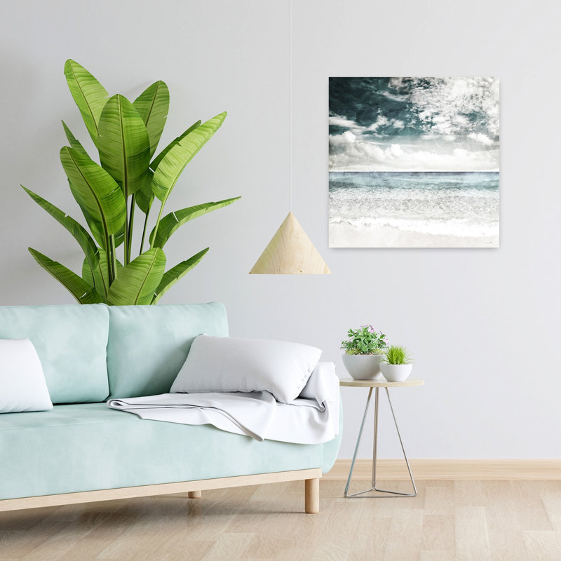 Cloudy Beach Abstract Coastal Art, 24" H x 24" W