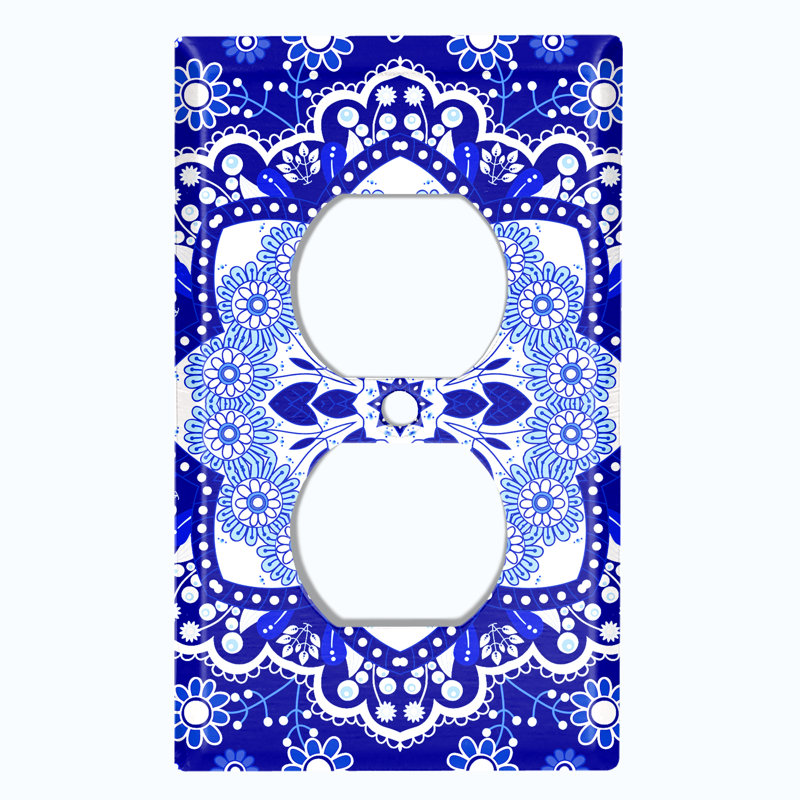 Plaque murale bleue à 1 prise murale Mandala