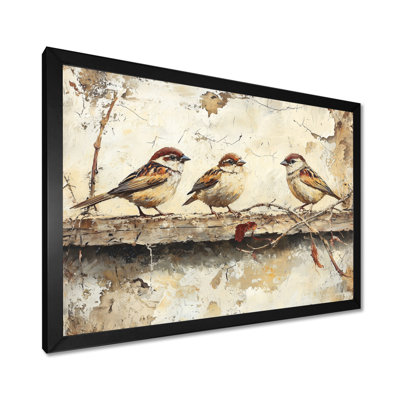 Bird Sparrows By The Farm House - art mural grand oiseau