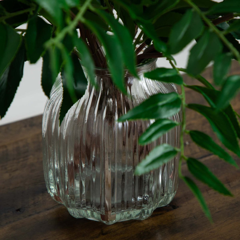 19-inch Green Fern Arrangement in Clear Glass Vase