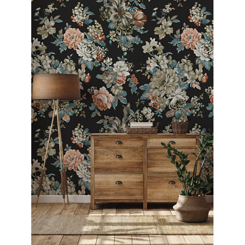 Papier peint floral rétro Moody