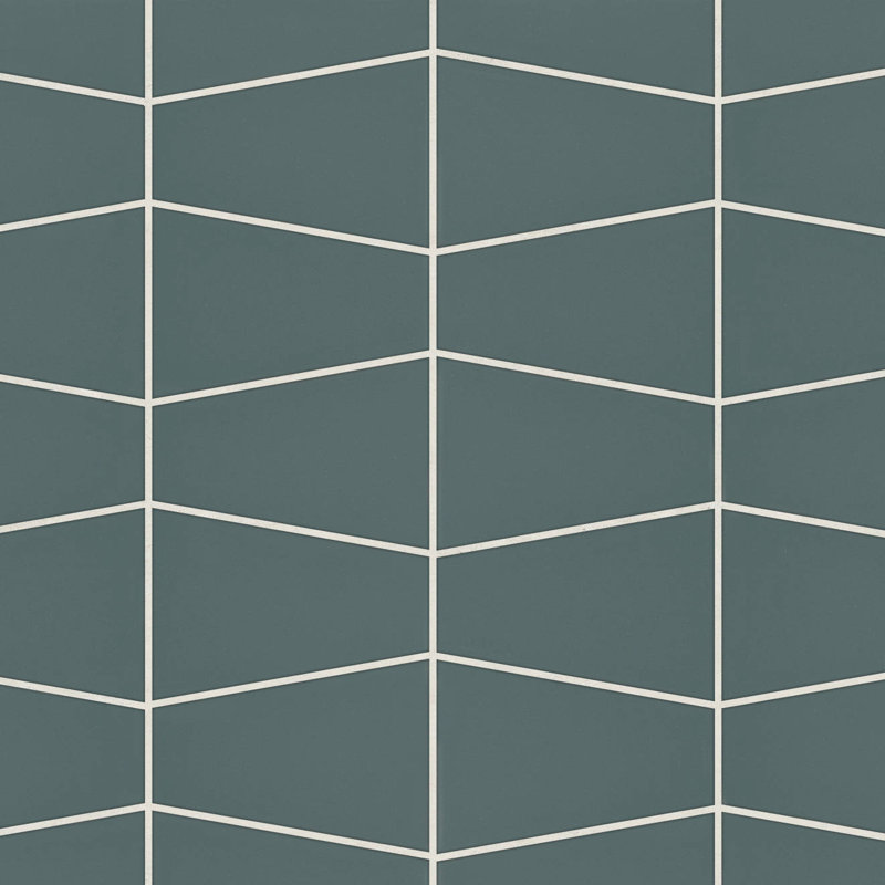 Mosaïque en porcelaine mate trapézoïdale Marin, Bleu sarcelle océanique