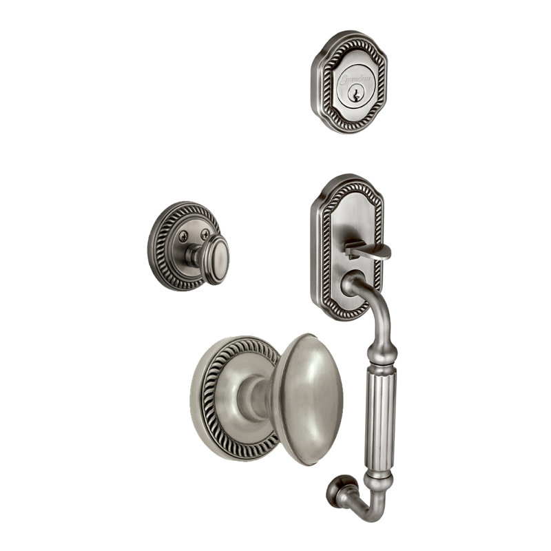 Newport Handle With Knob And Deadbolt, Antique Pewter