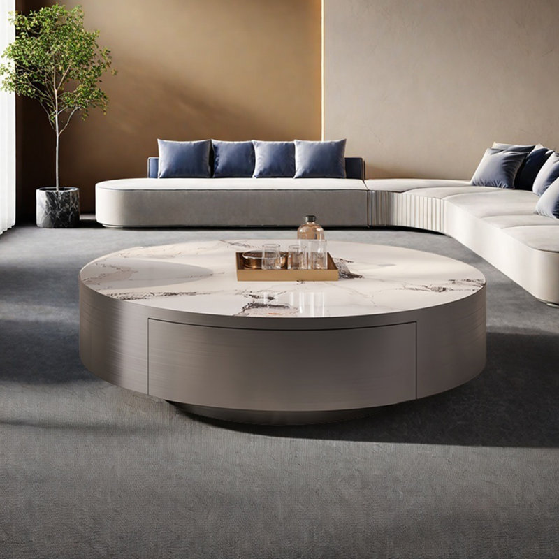 Table ronde légère et luxueuse, H 12,6 po x L 31,5 po x l 31,5 po, Gris pistolet