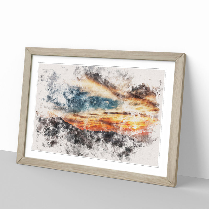 Sunset in Utah - Picture Frame Painting, 36cm H x 48cm W x 2cm D, Oak Framed
