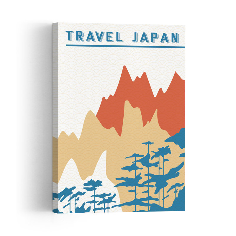 Travel Japan Mountain Forest Abstract Contemporary Landscape Mountain Wall Art Print 1 Piece Wrapped Canvas Wall Art