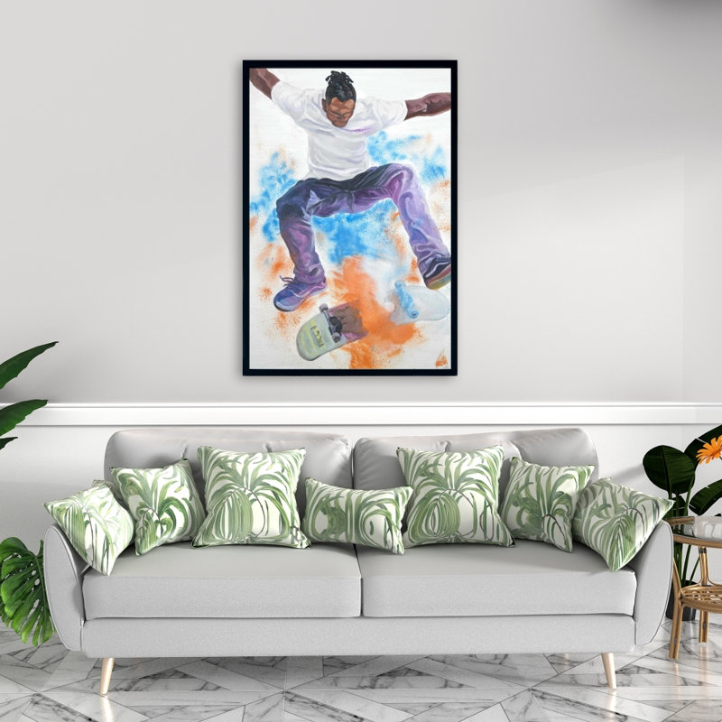 Skater - American Blue Framed Canvas for Home Decor
