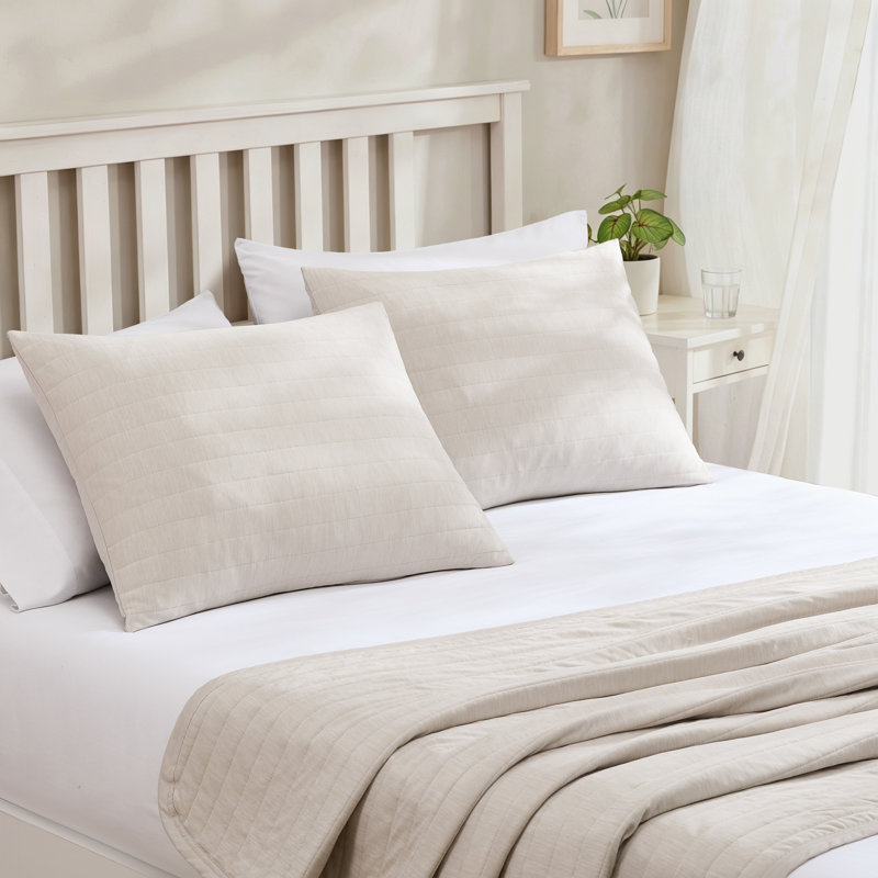 Cooling Touch 2PC Jersey Knit Sham Set King 20" L x 36" W for Hot Summer, Beige, King