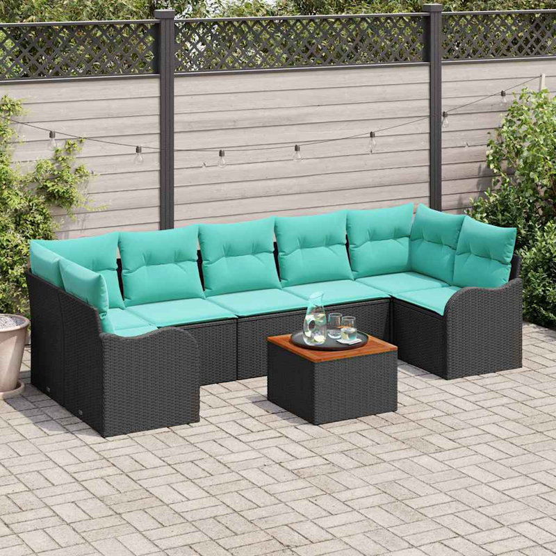 Ensemble de canapé de jardin avec coussin vidaXL 8 pièces vidaXL, Coussin bleu / cadre noir