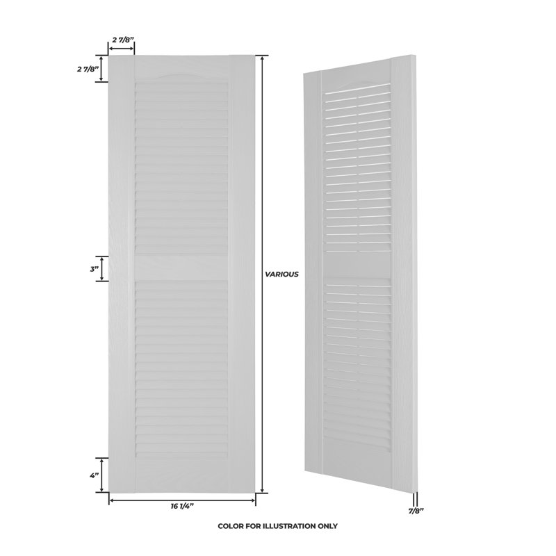Custom Louvred Shutter with Cathedral Top, 16.25", 38", Bedford Blue