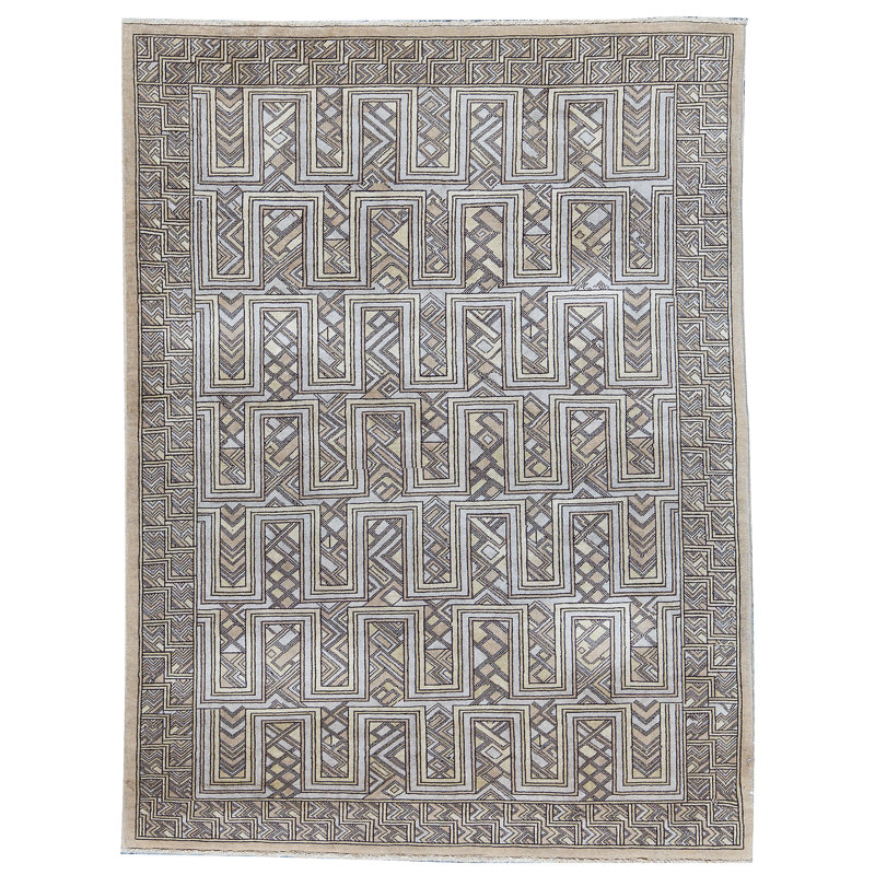 Tapis gris de haute qualité noué à la main