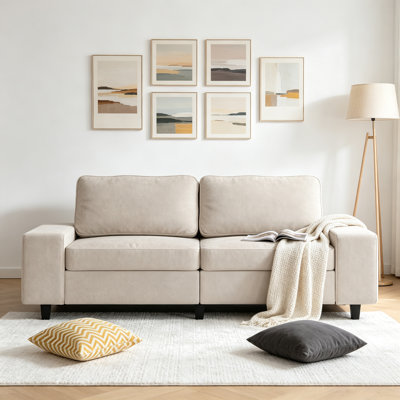 84" Wide Loveseat With Track Arms And Plush Cushions Compression Sofa