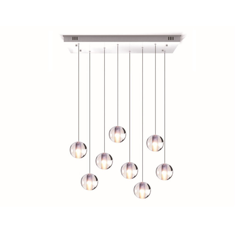 Luminaire suspendu en forme de globe à DEL 8 lumières Markward, Blanc