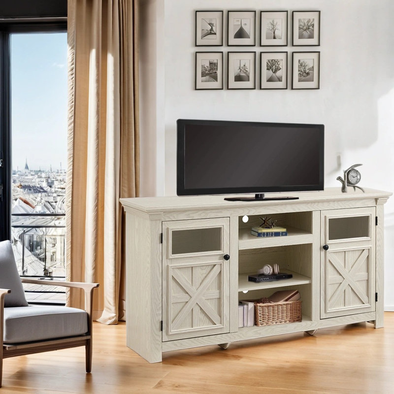 Farmhouse TV Stand For Tvs Up To 75", White