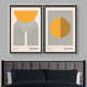 Mid Century Modern Boho Bauhaus Solar Sun Abstract Art Decor Framed On Canvas 2 Pieces Print