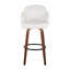 Tabouret de bar pivotant à hauteur fixe en velours crème avec pieds en bois de noyer et détails en métal doré - ensemble de 2