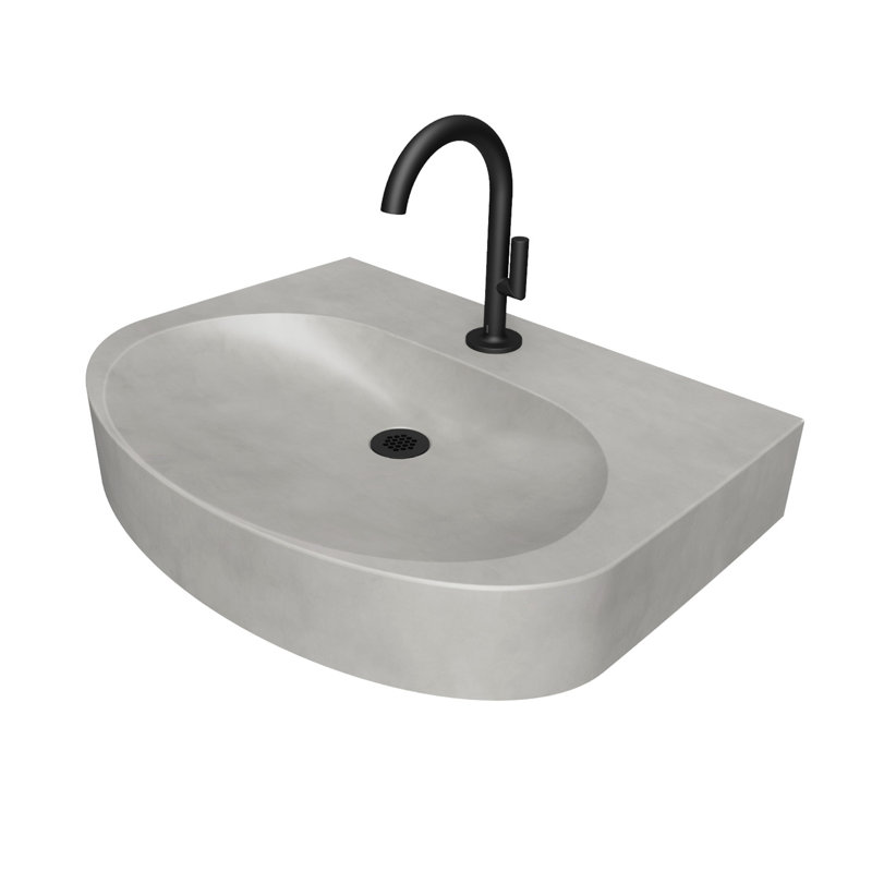 Lavabo moderne Ellipsa, Givré, Chrome poli, Robinets monotrou