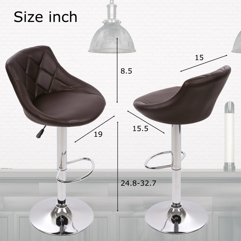 Noaelle Swivel Upholstered Adjustable Height Counter Stool with Metal Frame, Brow