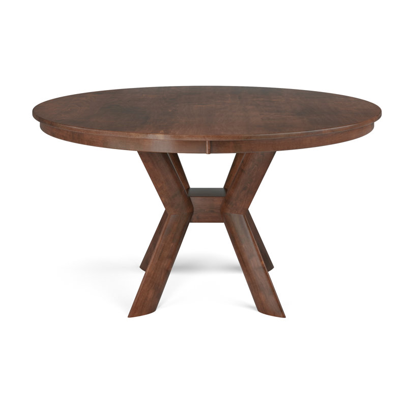 Gysbert Maple Round Solid Wood Dining Table, Java, 54" W x 54" L