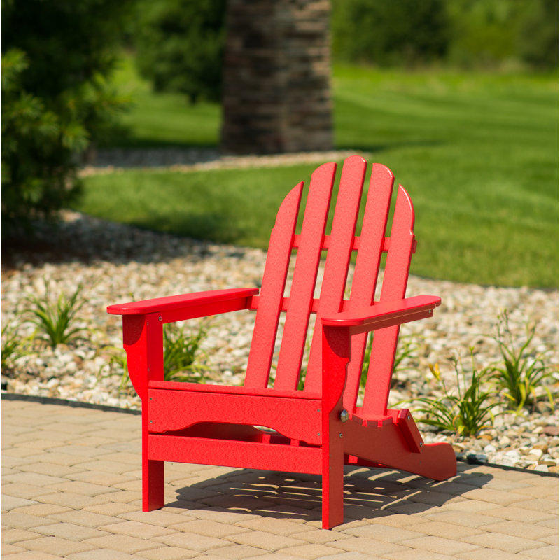 Leighton Foldable Outdoor Adirondack Chair, Bright Red