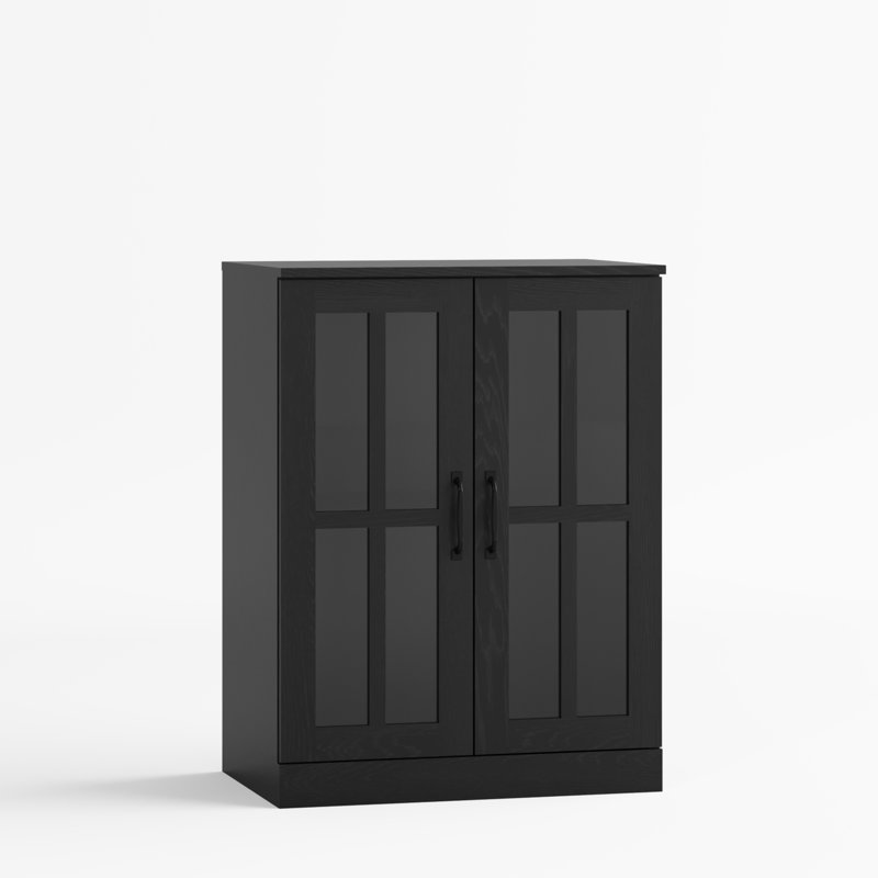 Marta 23.6W*31.5H Accent Cabinet With Glass Doors , Black