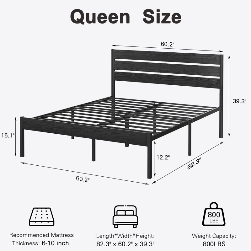 Alicia Steel Piece Bedroom Set, Black, Queen
