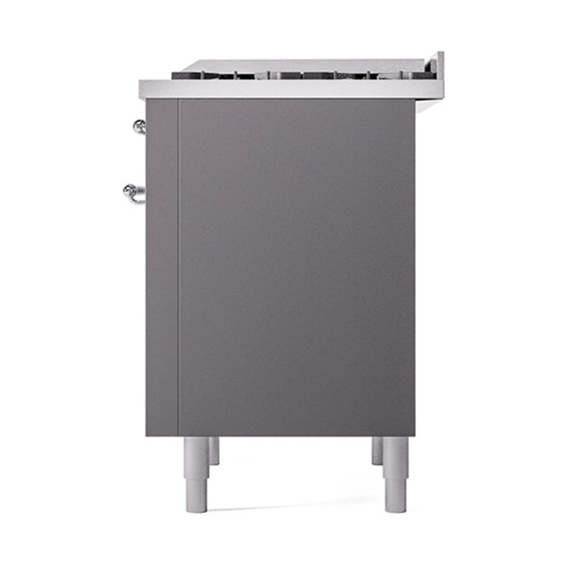 ILVE Nostalgie II Noblesse 36 in Dual Fuel Range, Liquid Propane, Graphite Matte/Chrome