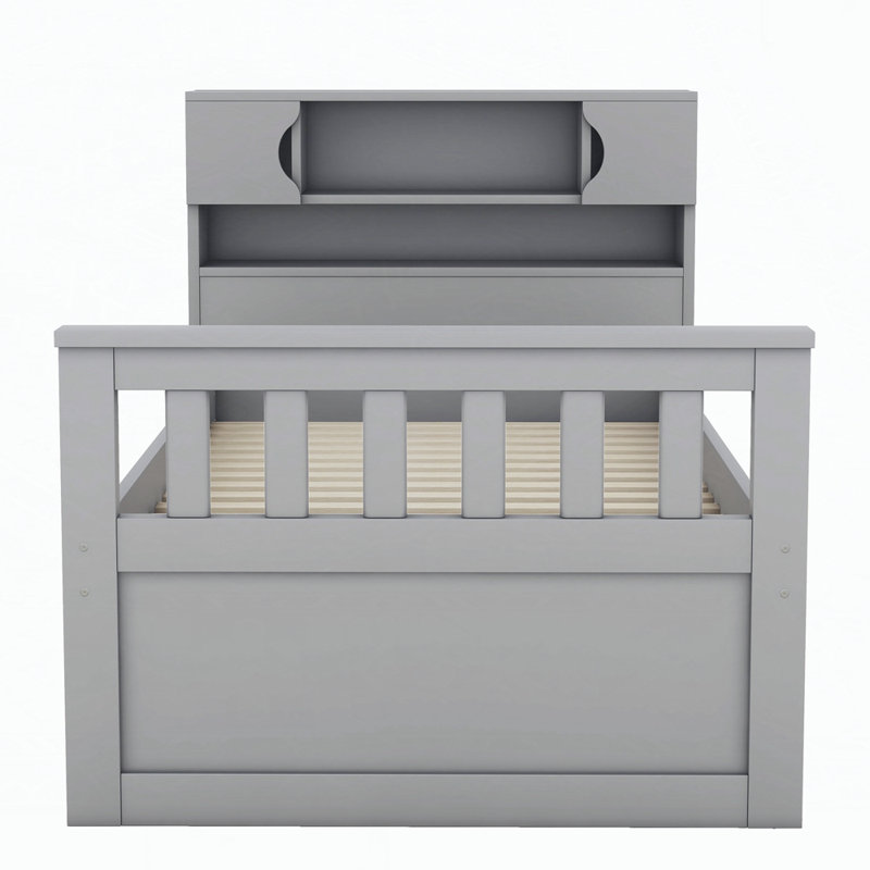 Lit bibliothèque avec rangement Ignacy, Grey