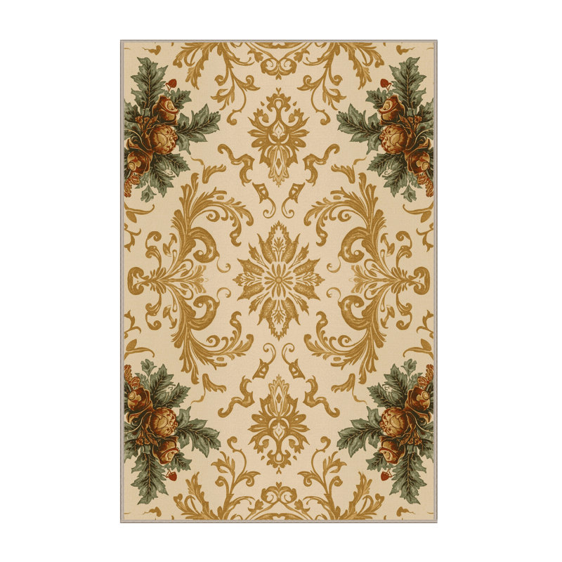 Tapis abstrait moderne et contemporain lavable à la machine Bucktown Christmas - beige, 2 x 4