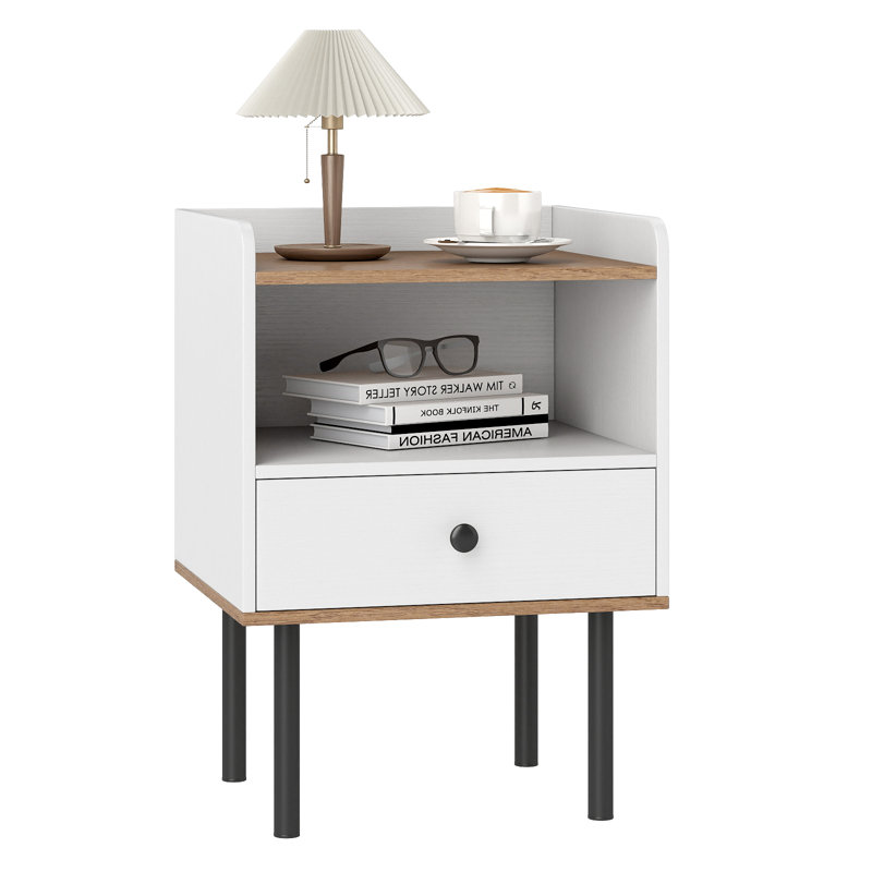 41cm W Metal Bedside Table, White