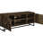 Contemporary Tv Stand In Rustic Oak With Pattern And Sled Trestle For Homes 2-Door Industrial Legs Functional Shelving Living Areas