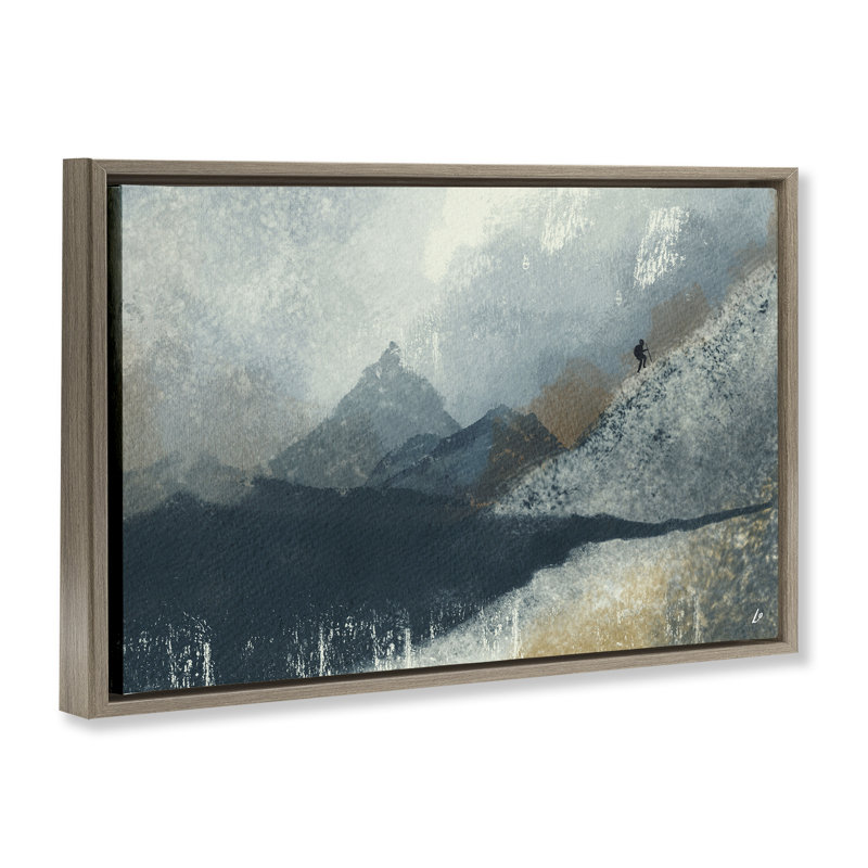  «Intrepid Traveller in Mountains» par Lydia Orange, Cadre flottant orme Montalcino, H 21 po x l 31 po